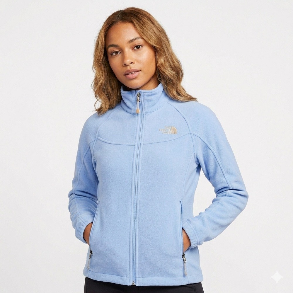 The North Face Windwall Jacket Womens Medium Light Blue Full Zip Fleece Outdoor